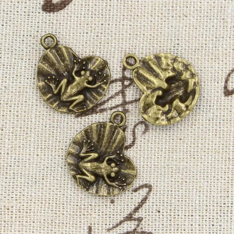 25pcs Charms Frog On Lily Pad 18x17mm Antique Bronze Silver Color Pendants Making DIY Handmade Tibetan Bronze Jewelry