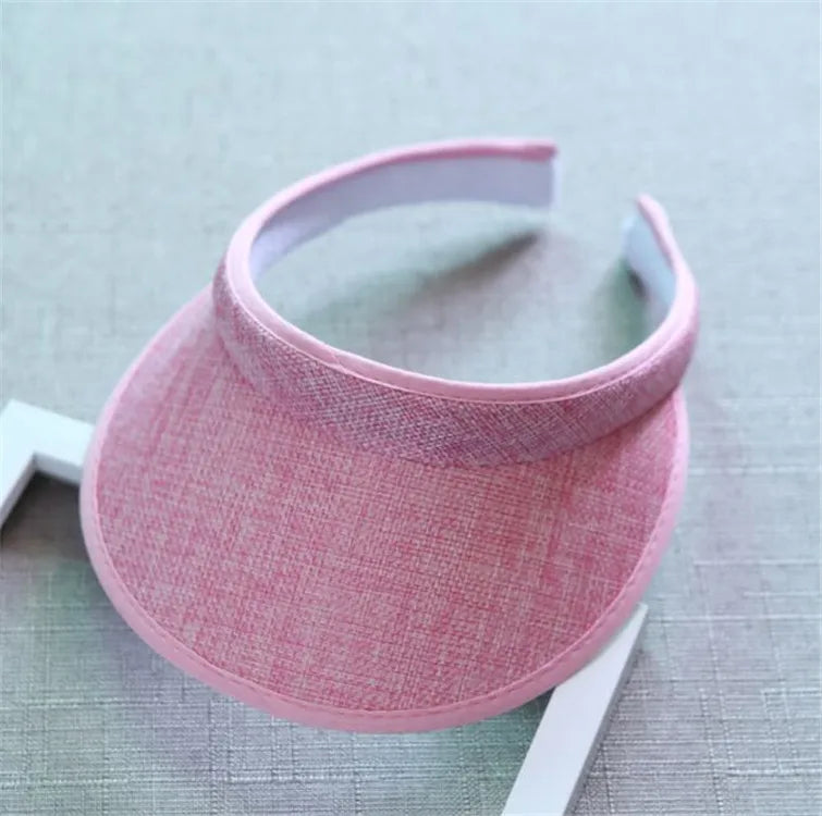 Summer Breathable Straw Sun Hats Topless Empty Sun Visor Cap hat Ladies Adjustable Nature Straw Topless Beach Trip Cap