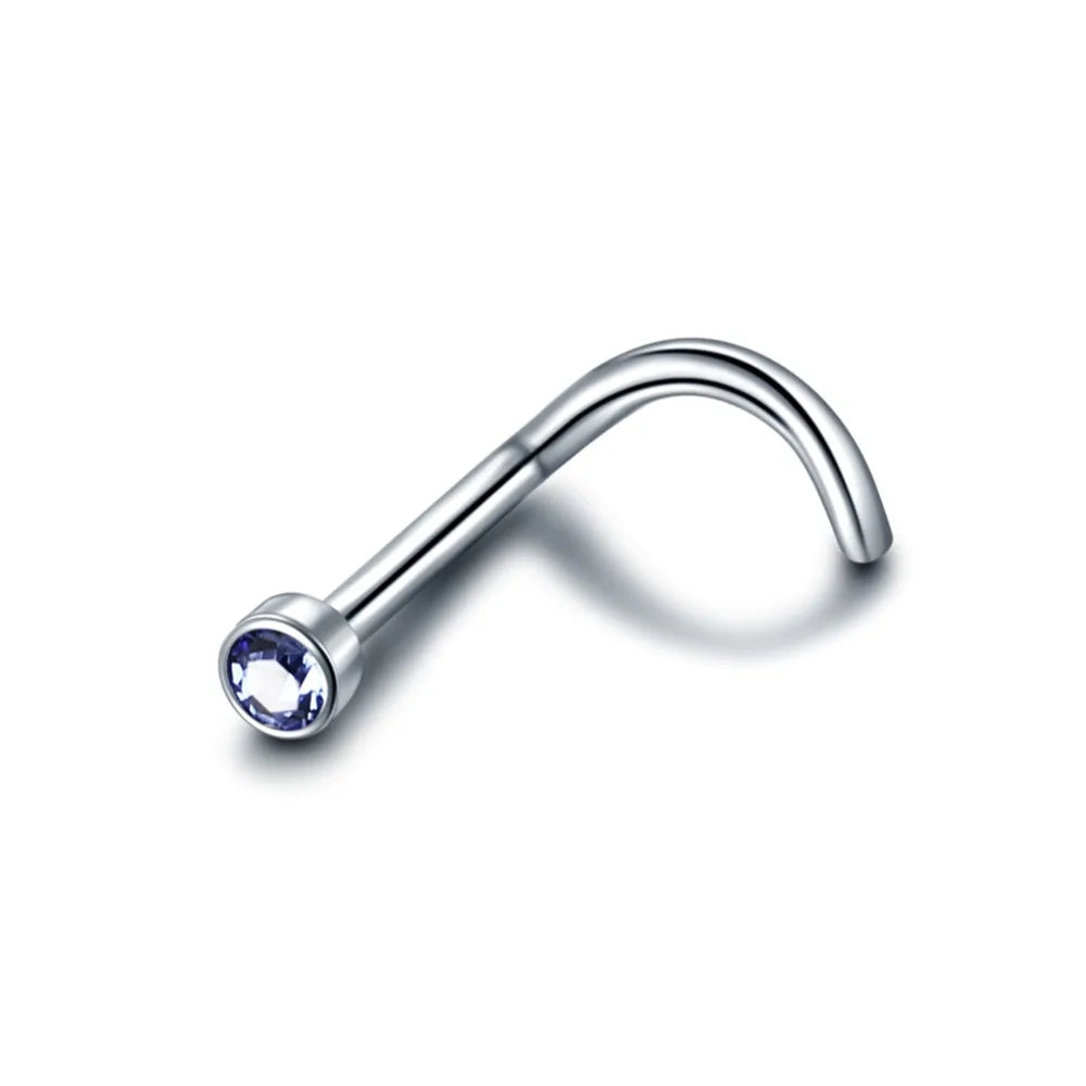 1PC G23 Titanium Crystal Nose Screw Stud Ring Zircon Orelha Helix Piercing Mix Color Nose Ring Prong CZ Nose Jewelry