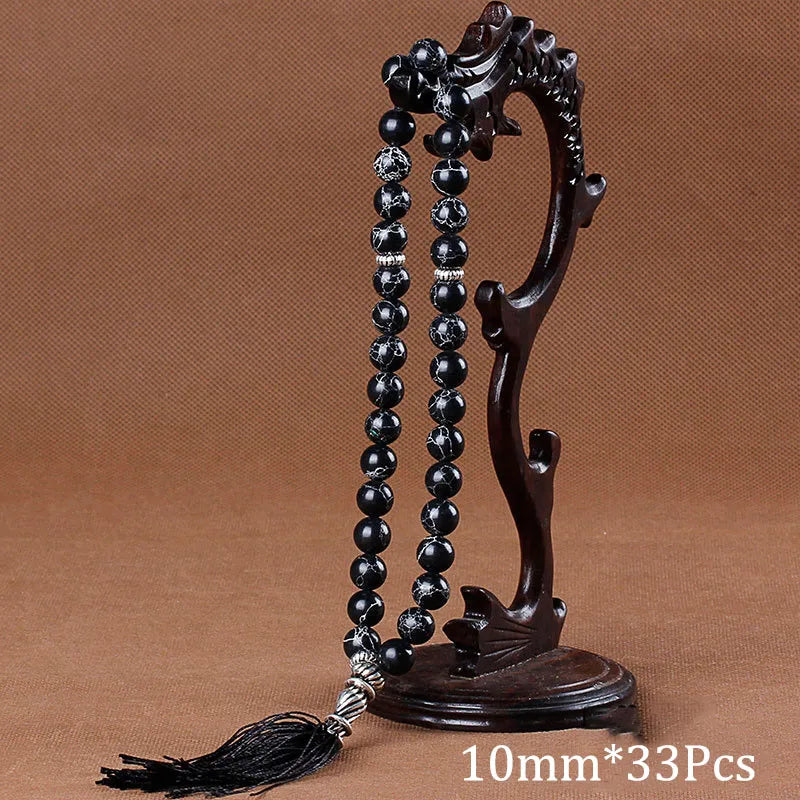 10mm Natural Round Beads Turquoises Tassel Pendant Quartz Stone Bead 33 Prayer Beads Islamic Muslim Tasbih For Women Men Viralgem Store