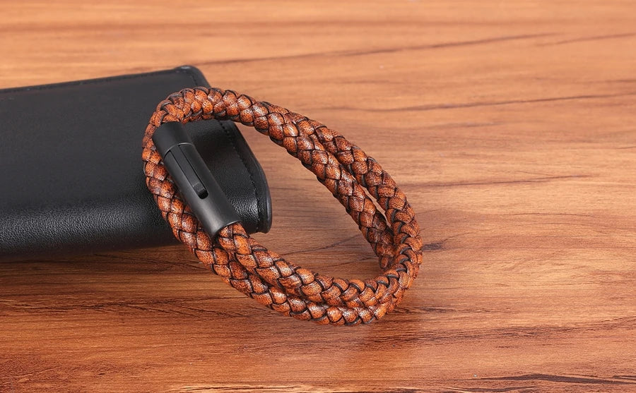 XQNI Perfect Design Double Layer Vintage Steel Buckle Geometric Braid 6mm Leather Bracelet Men Women Fashion Birthday Gift