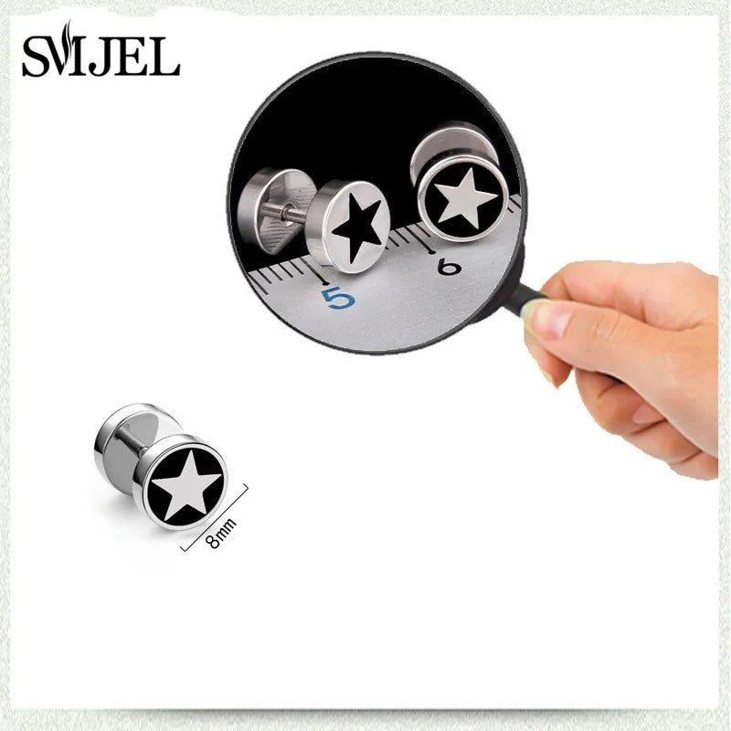 1Pc Punk Black Multiple Styles Stainless Steel Stud Earrings For Men Women Gothic Hip Hop Ear Jewelry Skull Star Studs 2024 Viralgem Store