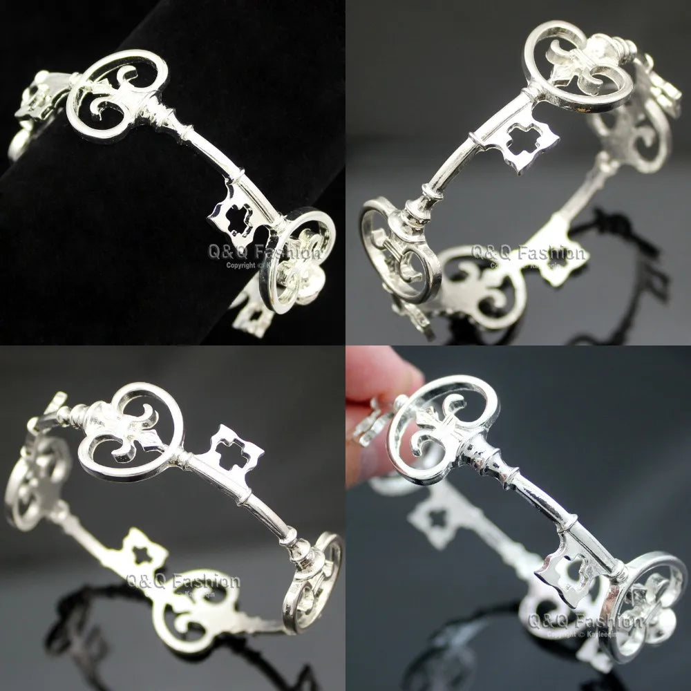 Vintage Victorian Skeleton Key Cross Bridal Bracelet Fashion Unisex Bangle Cuff Valentine Anime Halloween Jewelry Party Wedding Viralgem Store