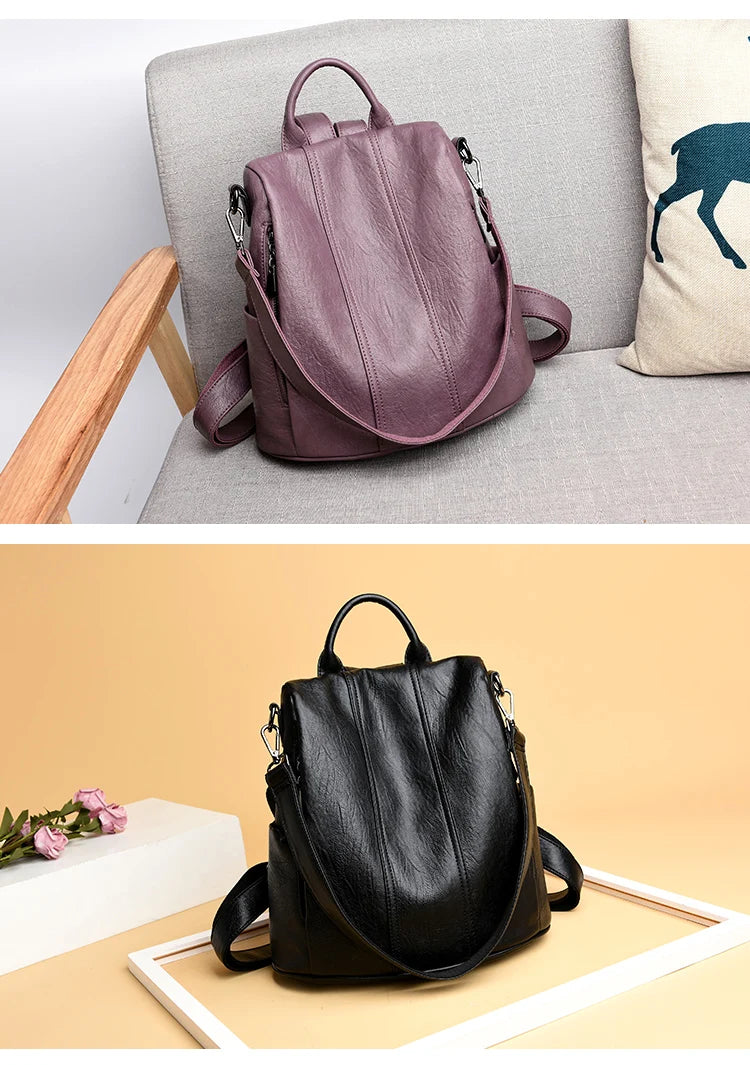 Women's Waterproof Anti Theft Leather Backpack 2024 Girls Shoulder Bags Multifunctional Large Capacity Travel Backpacks Mochilas Viralgem Store