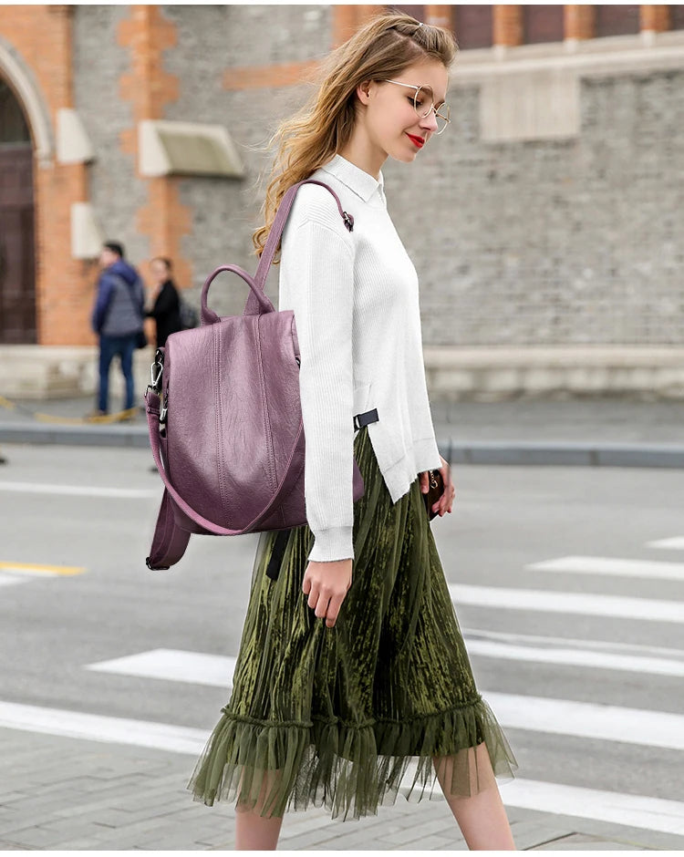 Women's Waterproof Anti Theft Leather Backpack 2024 Girls Shoulder Bags Multifunctional Large Capacity Travel Backpacks Mochilas Viralgem Store