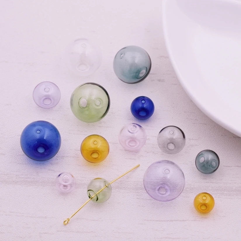 10pieces Double Hole 10-20mm Color Glass Ball Globe Beads Hollow Glass Bottle Vial Jewelry Making Accessories Findings Viralgem Store