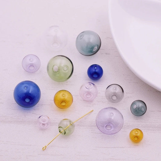 10pieces Double Hole 10-20mm Color Glass Ball Globe Beads Hollow Glass Bottle Vial Jewelry Making Accessories Findings Viralgem Store