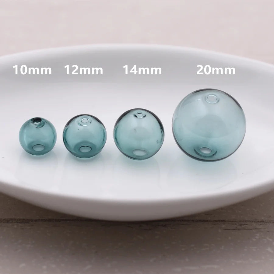 10pieces Double Hole 10-20mm Color Glass Ball Globe Beads Hollow Glass Bottle Vial Jewelry Making Accessories Findings Viralgem Store