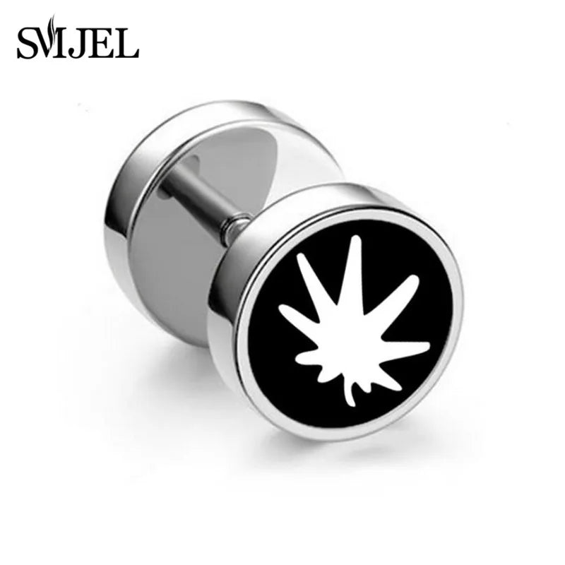 1Pc Punk Black Multiple Styles Stainless Steel Stud Earrings For Men Women Gothic Hip Hop Ear Jewelry Skull Star Studs 2024 Viralgem Store