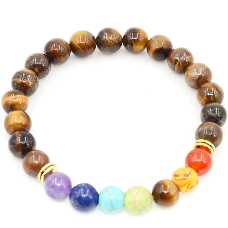 7 Chakra Bracelets Bangles for Women Men Vintage Indian Yoga Chakra Pray Lava Stone Beads Bracelet Healing Jewelry Dropshipping