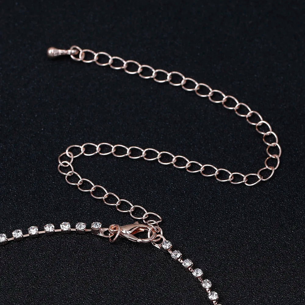 TREAZY Silver Plated Celebrity Style Drop Crystal Necklace Earrings Set Bridal Bridesmaid Wedding Jewelry Sets