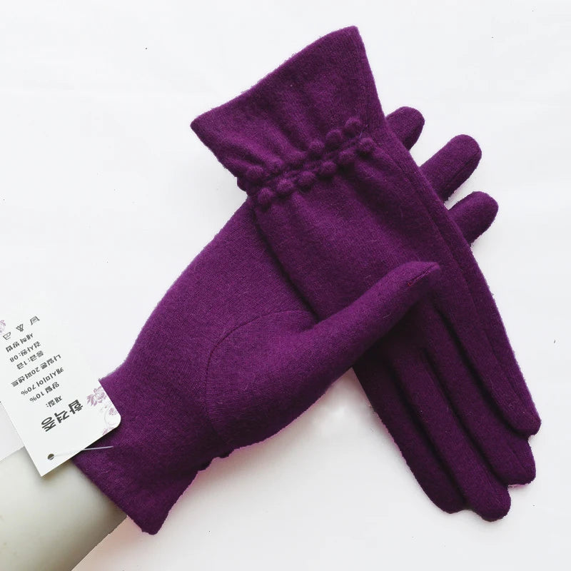 [BYSIFA] Winter Women Wool Gloves New Thick Warm Touch Screen Ladies Gloves Spring Autumn Soft  Elegant Hot Pink Mittens Gloves