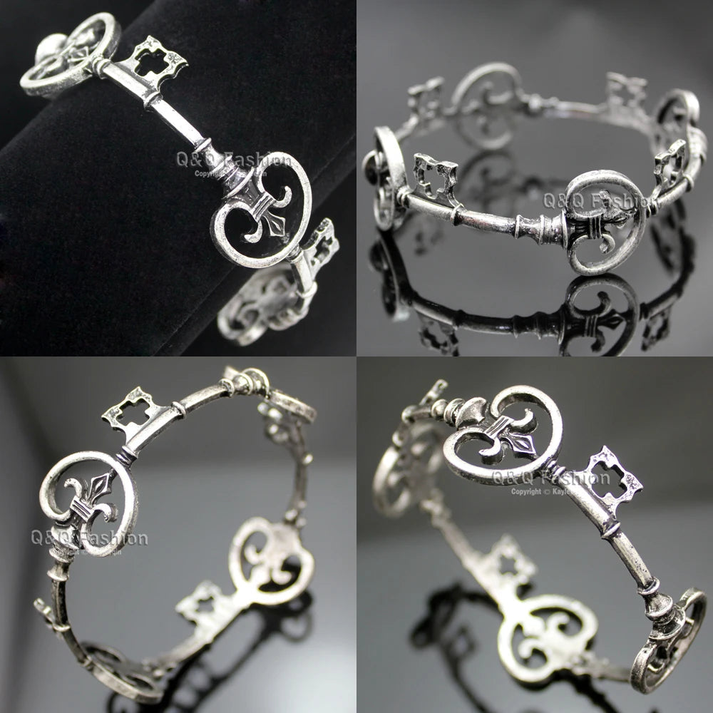 Vintage Victorian Skeleton Key Cross Bridal Bracelet Fashion Unisex Bangle Cuff Valentine Anime Halloween Jewelry Party Wedding Viralgem Store