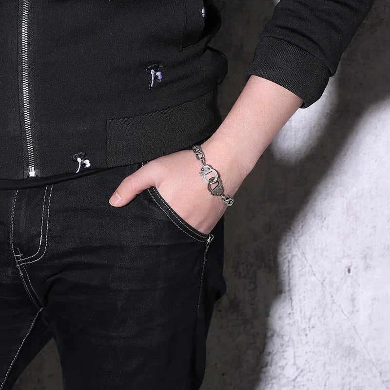 Vnox Handcuff Bracelet for Women Men Promise Jewelry Stainless Steel Chain Black Gold Color Viralgem Store