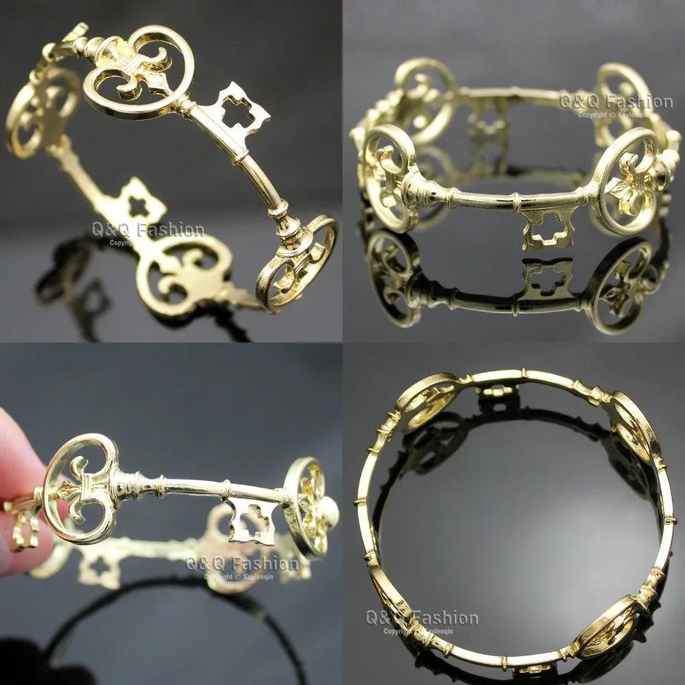 Vintage Victorian Skeleton Key Cross Bridal Bracelet Fashion Unisex Bangle Cuff Valentine Anime Halloween Jewelry Party Wedding Viralgem Store