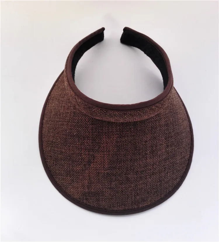 Summer Breathable Straw Sun Hats Topless Empty Sun Visor Cap hat Ladies Adjustable Nature Straw Topless Beach Trip Cap