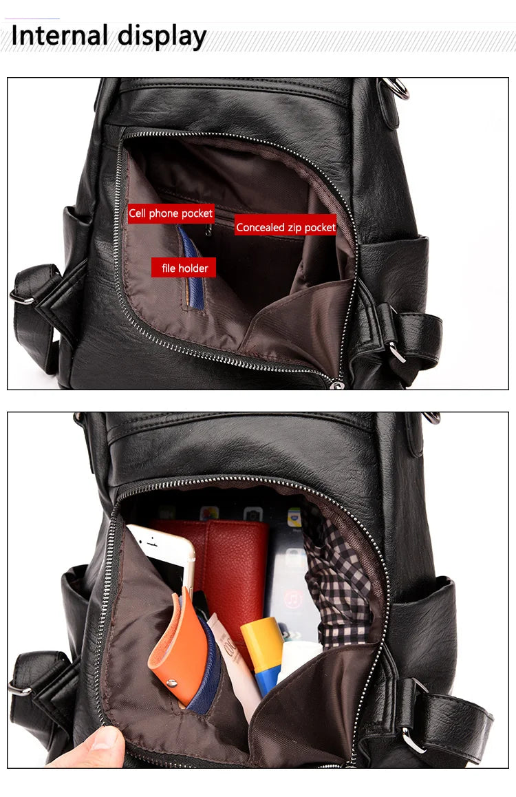 Women's Waterproof Anti Theft Leather Backpack 2024 Girls Shoulder Bags Multifunctional Large Capacity Travel Backpacks Mochilas Viralgem Store