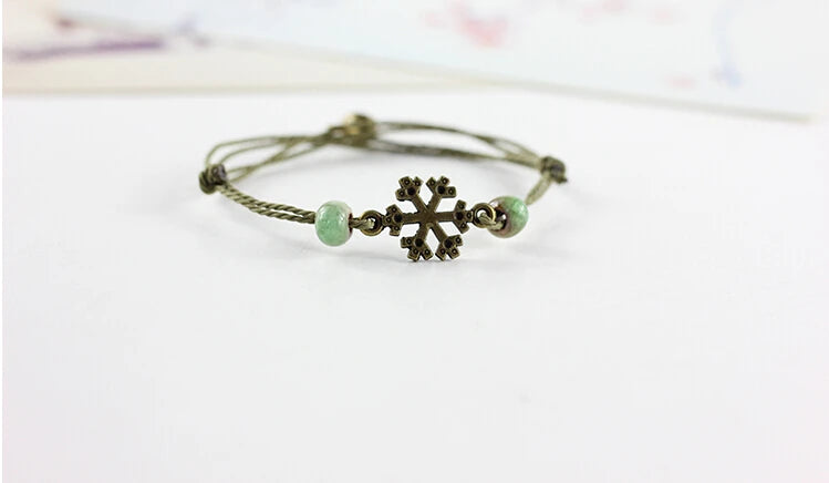 Traditional Boondoggle Hand Woven Colored Glaze Ceramic Bracelets Beads Folk Style Women's Fashion Jewelry Dropshipping #1506