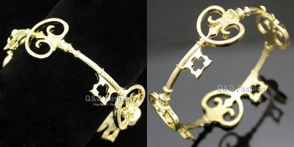 Vintage Victorian Skeleton Key Cross Bridal Bracelet Fashion Unisex Bangle Cuff Valentine Anime Halloween Jewelry Party Wedding Viralgem Store