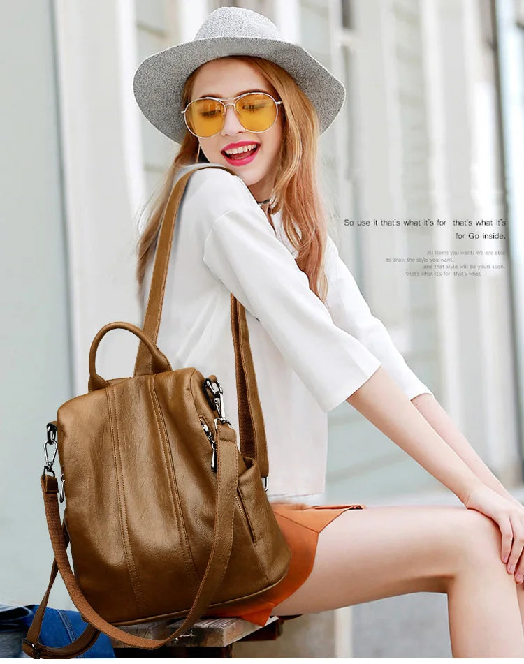 Women's Waterproof Anti Theft Leather Backpack 2024 Girls Shoulder Bags Multifunctional Large Capacity Travel Backpacks Mochilas Viralgem Store