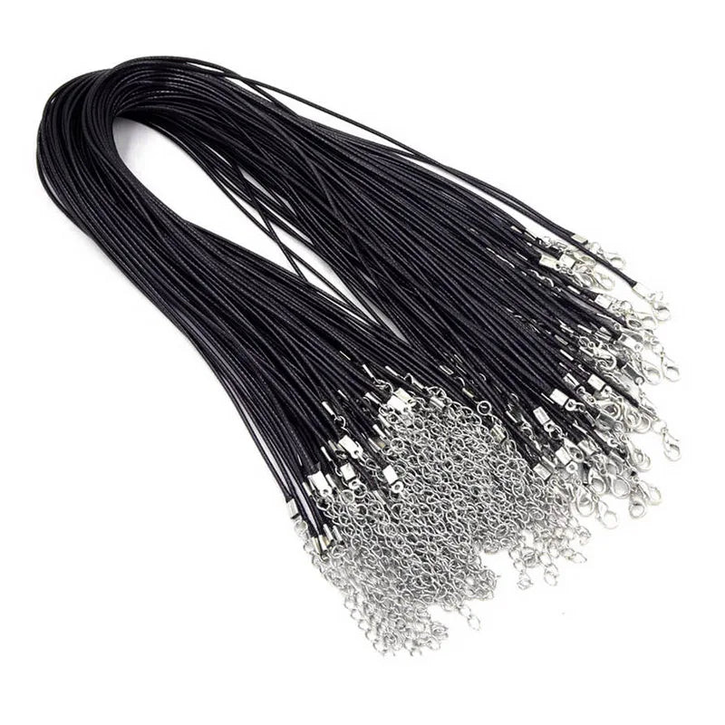 Wholesale 100pc/lot DIY Black Leather Chain Necklace Women Handmade Wax Cord Rope Necklace For DIY Jewelry Making Accessories