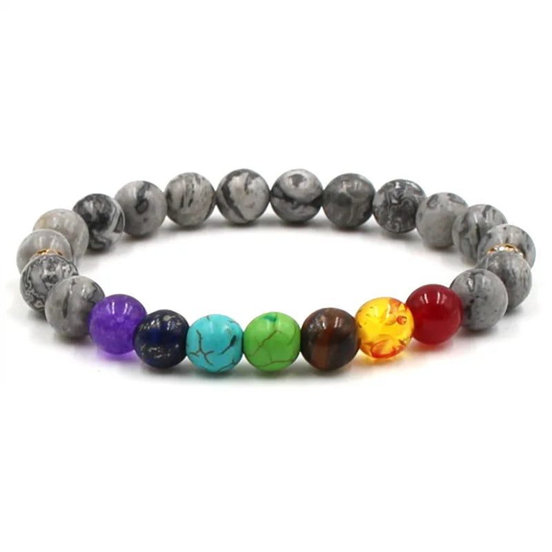 7 Chakra Bracelets Bangles for Women Men Vintage Indian Yoga Chakra Pray Lava Stone Beads Bracelet Healing Jewelry Dropshipping