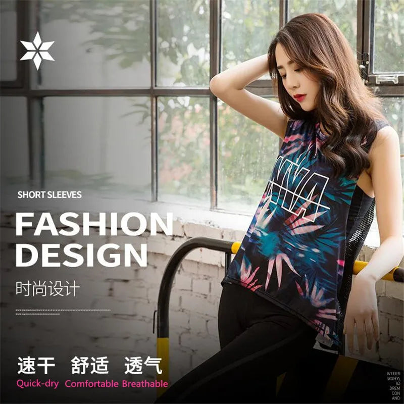 Women&Girl Pro Sport Loose GYM Fitness Running Vest Quick-drying Wicking Breathable Mesh High Elastic Print Camo YOGA Tank Tops Viralgem Store