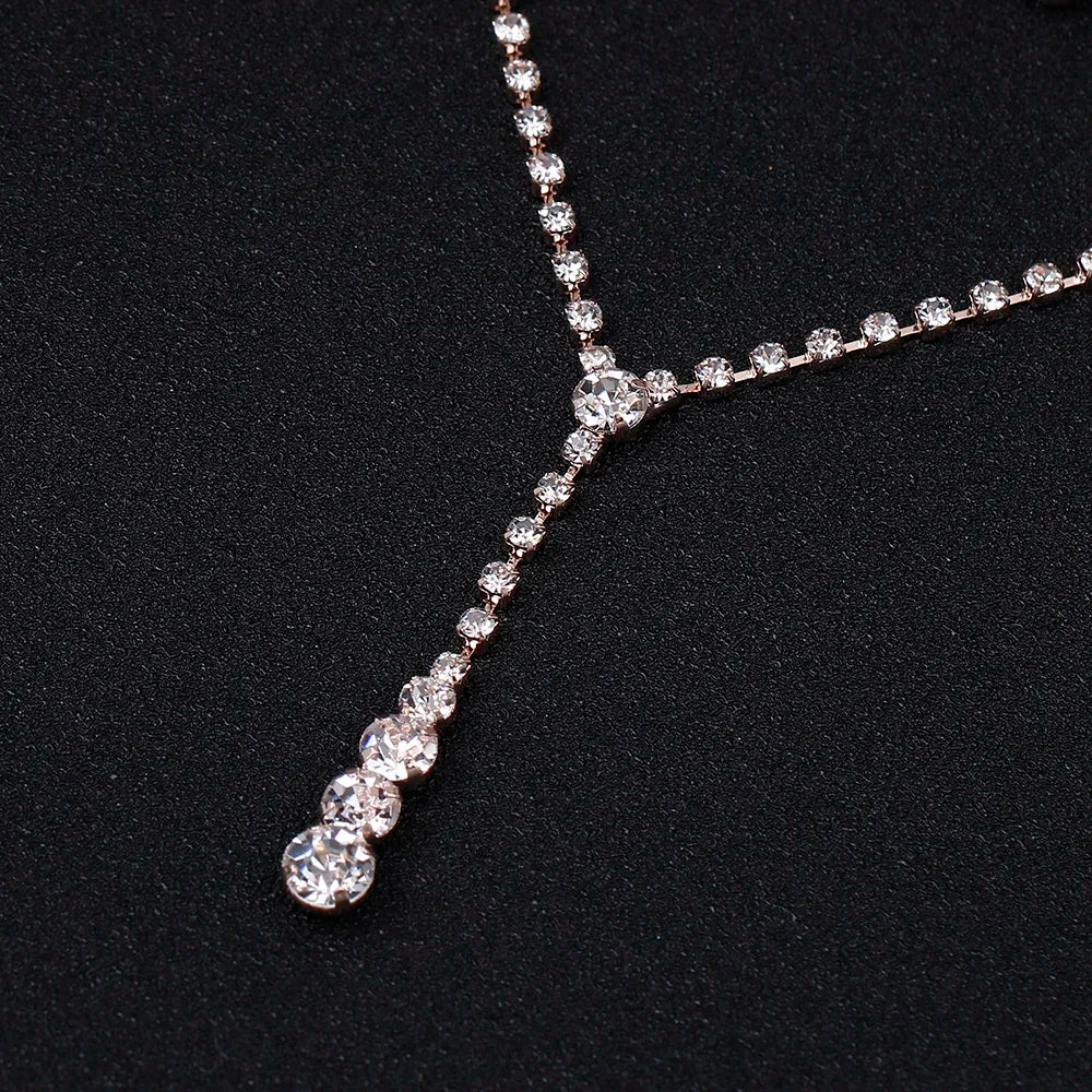 TREAZY Silver Plated Celebrity Style Drop Crystal Necklace Earrings Set Bridal Bridesmaid Wedding Jewelry Sets