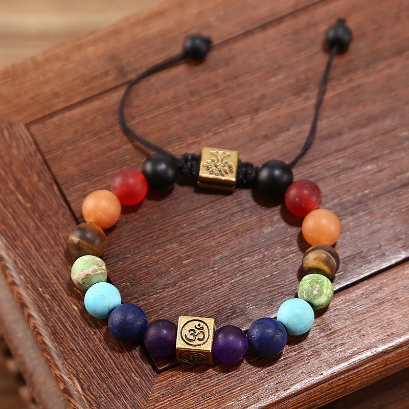7 Chakra Bracelets Bangles for Women Men Vintage Indian Yoga Chakra Pray Lava Stone Beads Bracelet Healing Jewelry Dropshipping