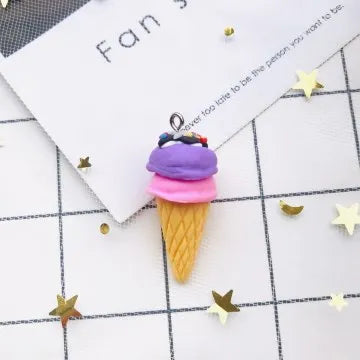 10pcs/set Polymer clay Ice cream Flat back resin food necklace charms very cute keychain pendant necklace for DIY decoration