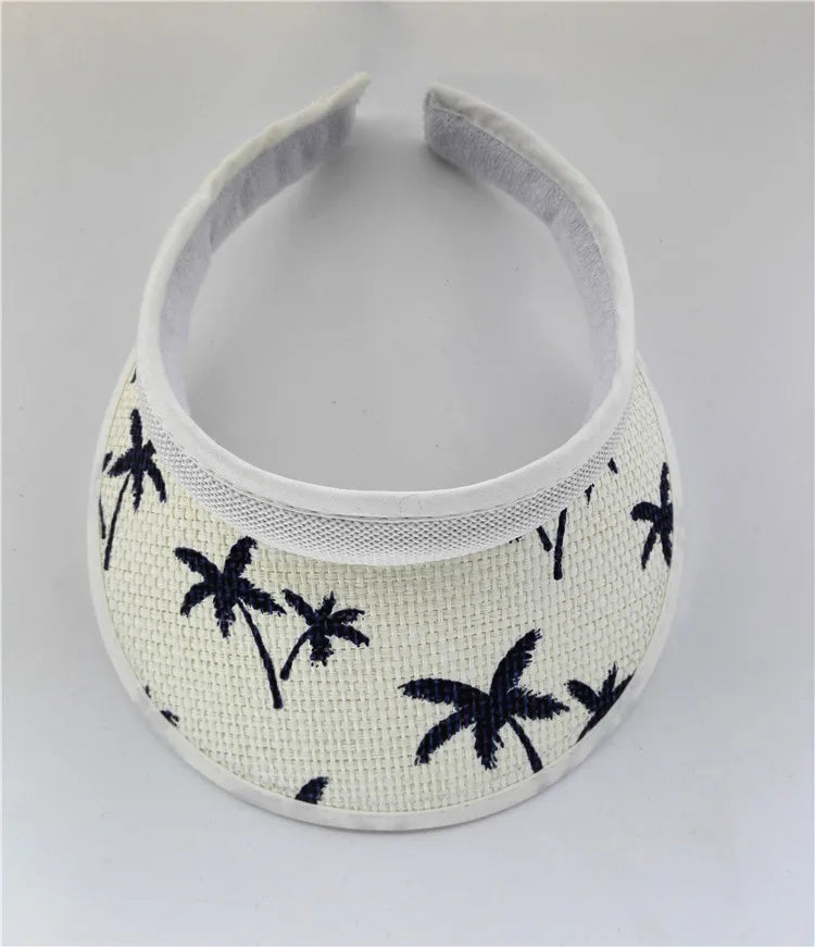 Summer Breathable Straw Sun Hats Topless Empty Sun Visor Cap hat Ladies Adjustable Nature Straw Topless Beach Trip Cap