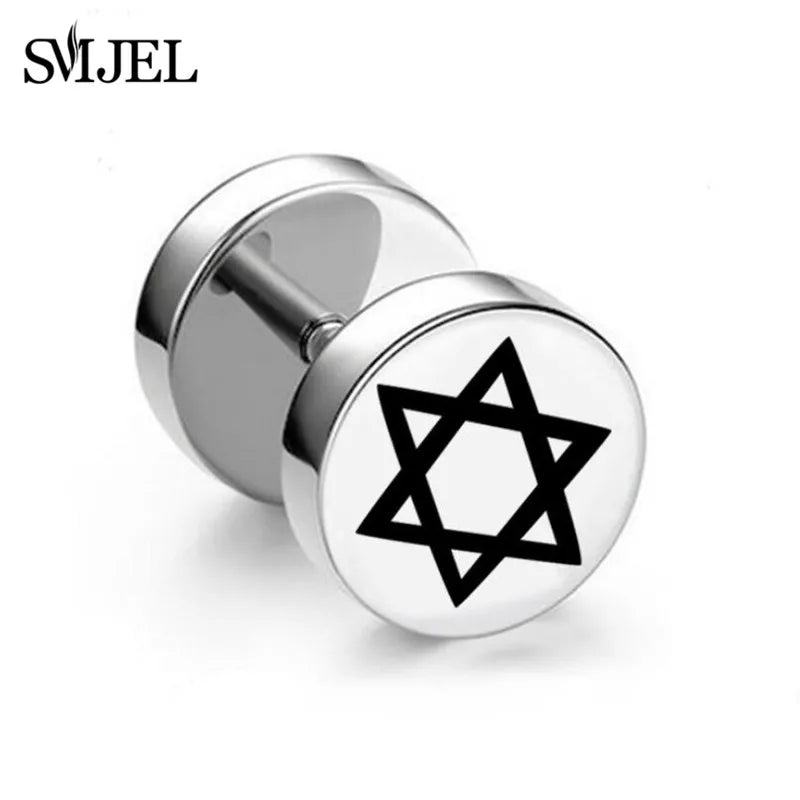 1Pc Punk Black Multiple Styles Stainless Steel Stud Earrings For Men Women Gothic Hip Hop Ear Jewelry Skull Star Studs 2024 Viralgem Store
