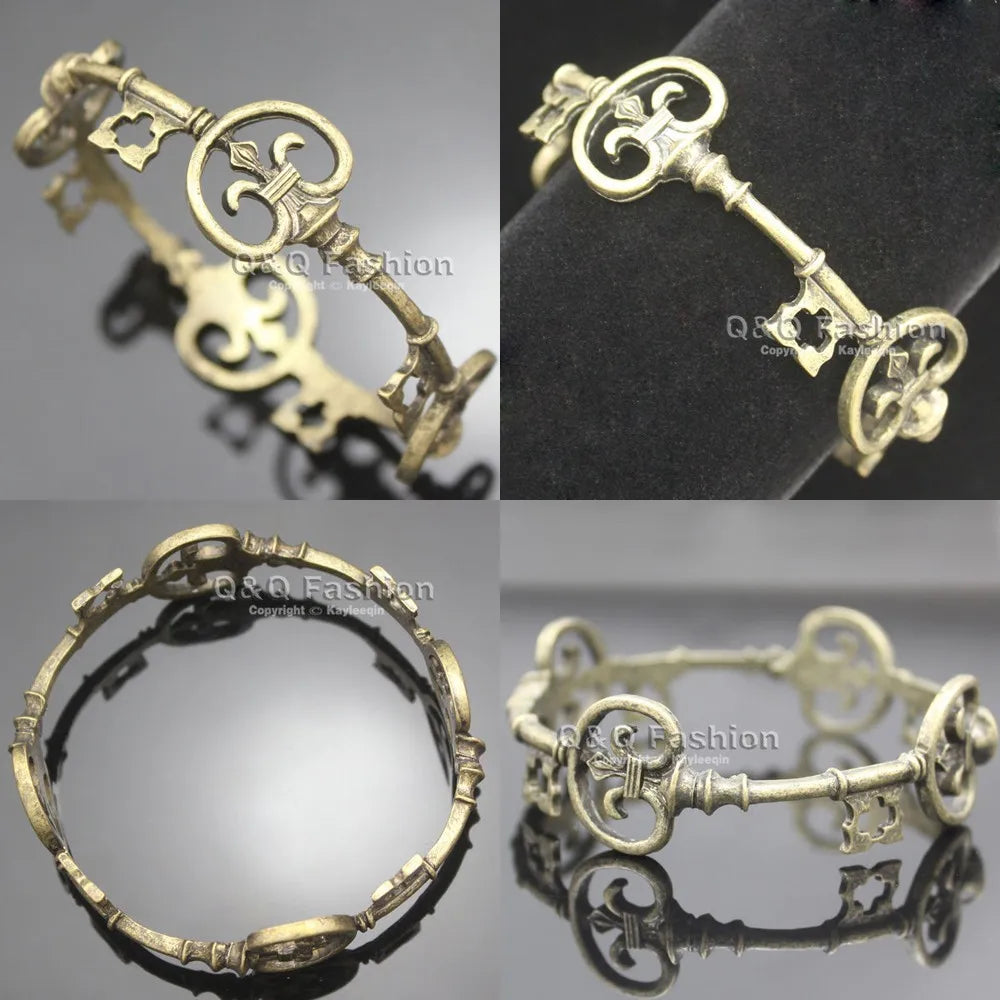 Vintage Victorian Skeleton Key Cross Bridal Bracelet Fashion Unisex Bangle Cuff Valentine Anime Halloween Jewelry Party Wedding Viralgem Store