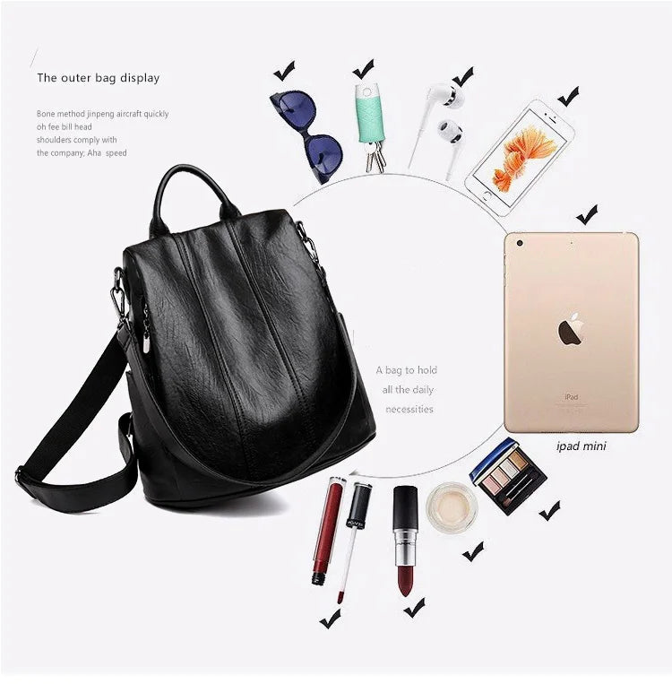 Women's Waterproof Anti Theft Leather Backpack 2024 Girls Shoulder Bags Multifunctional Large Capacity Travel Backpacks Mochilas Viralgem Store