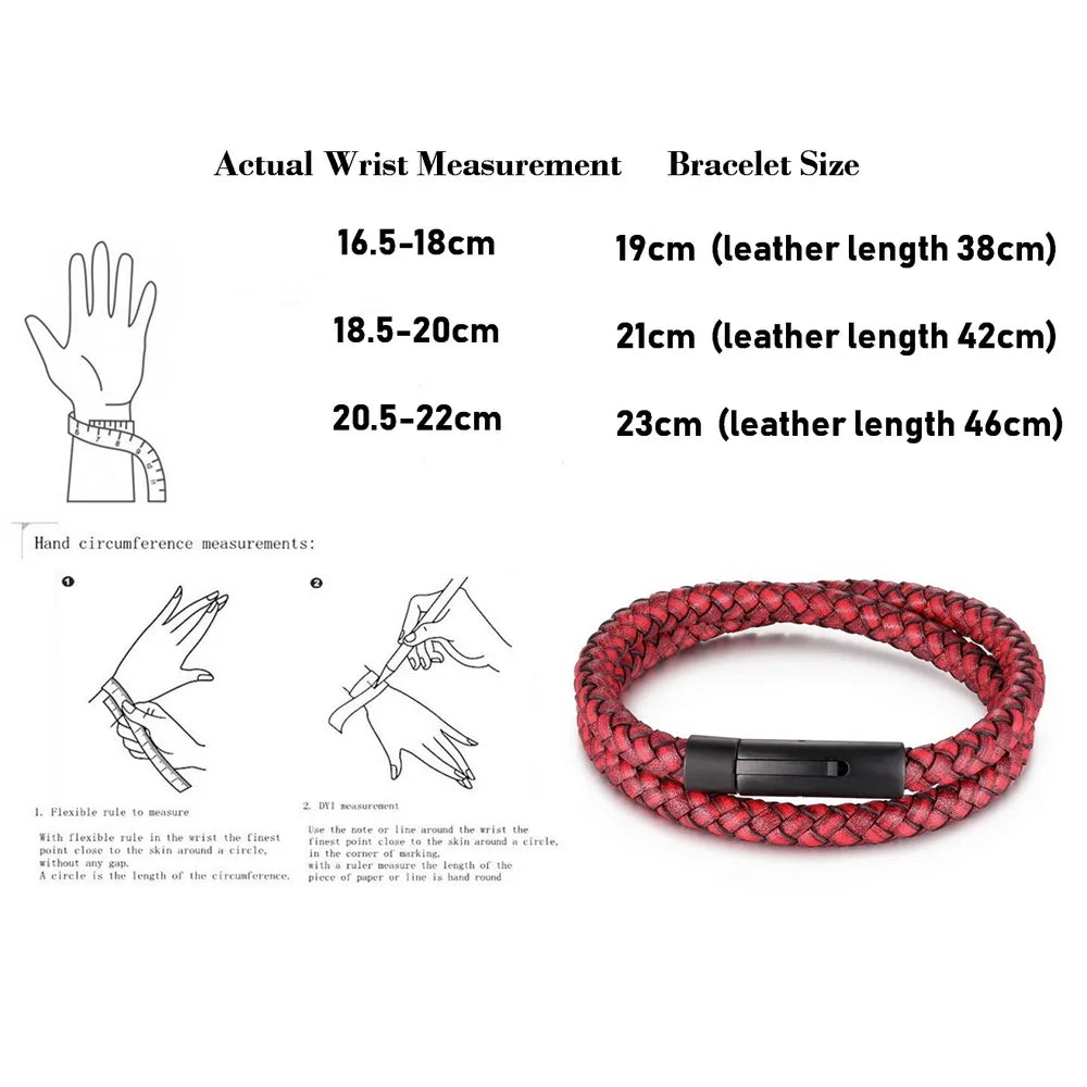 XQNI Perfect Design Double Layer Vintage Steel Buckle Geometric Braid 6mm Leather Bracelet Men Women Fashion Birthday Gift