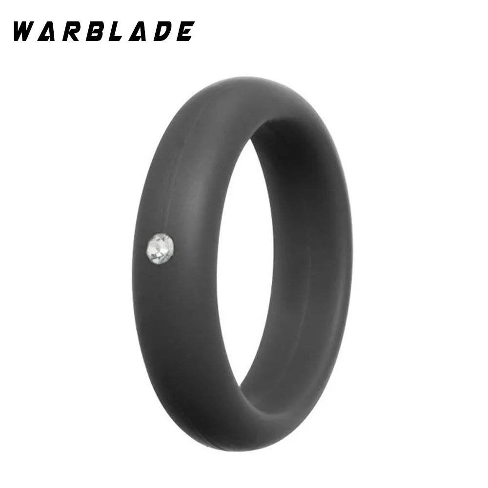 4-9 size Food Grade FDA Silicone Ring Hypoallergenic Crossfit Flexible Rubber Finger Rings With Rhinestone For Women Wedding 5mm