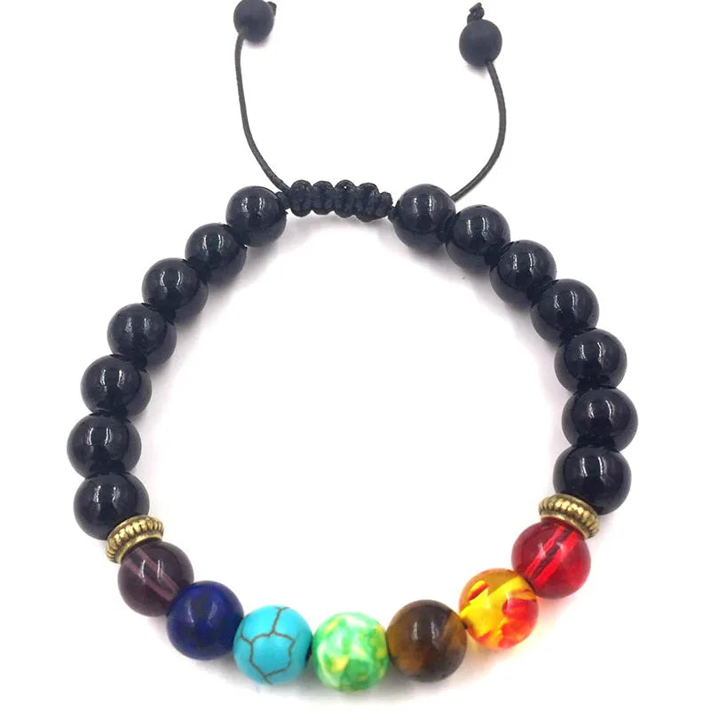 7 Chakra Bracelets Bangles for Women Men Vintage Indian Yoga Chakra Pray Lava Stone Beads Bracelet Healing Jewelry Dropshipping
