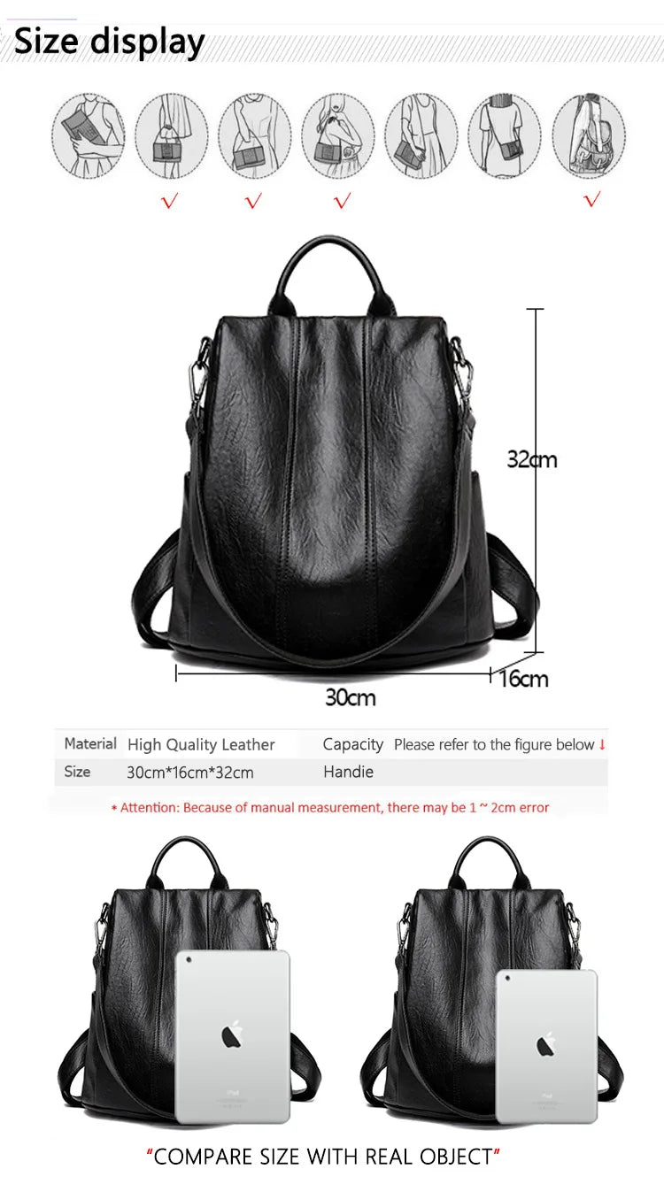 Women's Waterproof Anti Theft Leather Backpack 2024 Girls Shoulder Bags Multifunctional Large Capacity Travel Backpacks Mochilas Viralgem Store