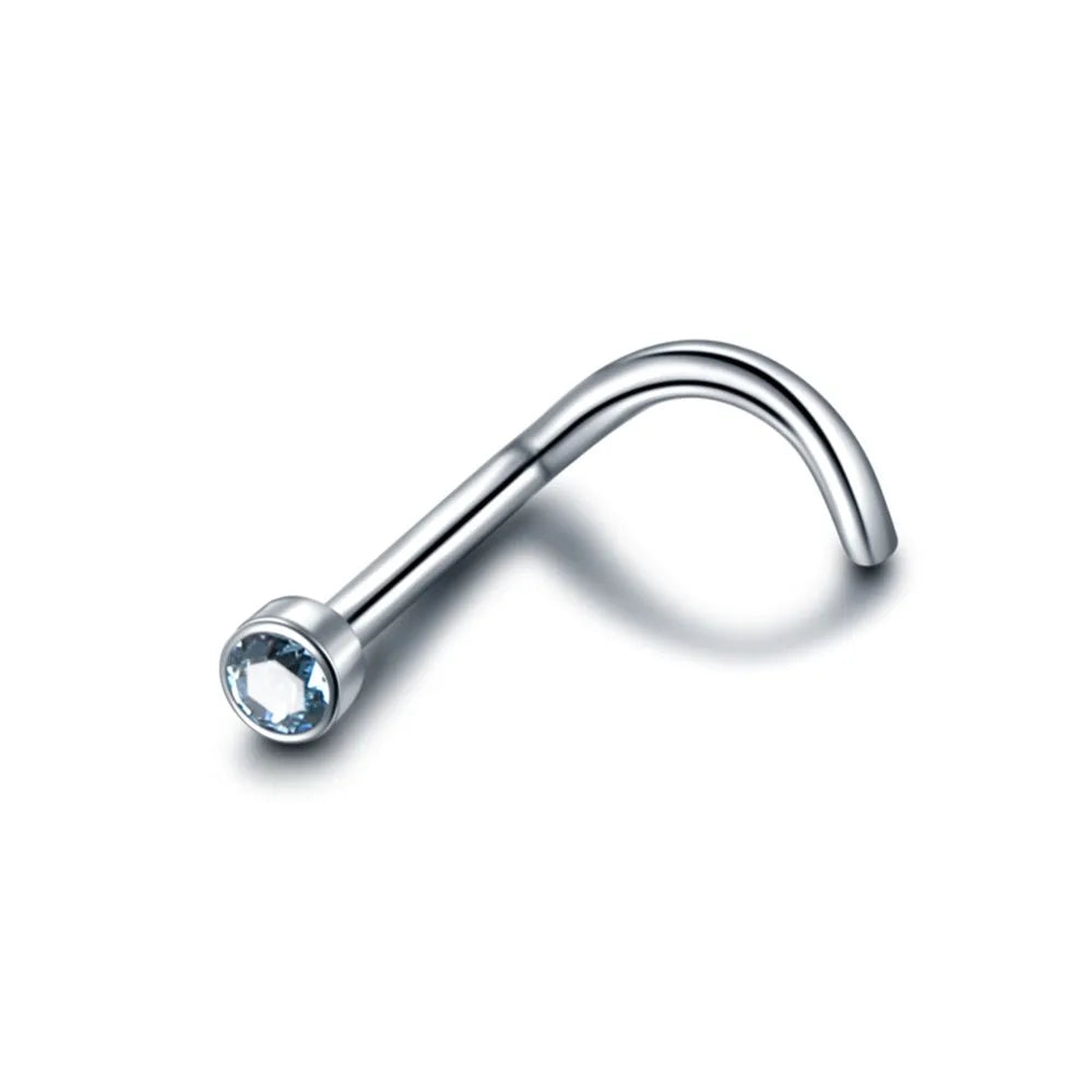 1PC G23 Titanium Crystal Nose Screw Stud Ring Zircon Orelha Helix Piercing Mix Color Nose Ring Prong CZ Nose Jewelry