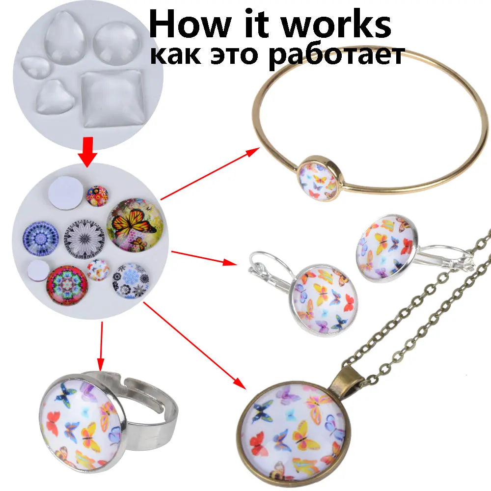 100pcs/lot 10mm Handmade Round Flat Back Transparent Clear Glass Cabochons Supplies For DIY Accessories Jewelry