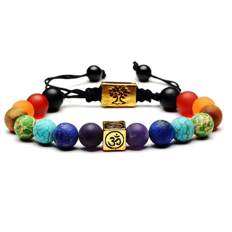 7 Chakra Bracelets Bangles for Women Men Vintage Indian Yoga Chakra Pray Lava Stone Beads Bracelet Healing Jewelry Dropshipping