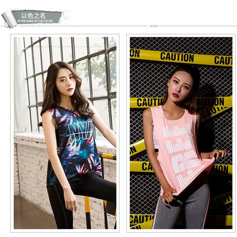 Women&Girl Pro Sport Loose GYM Fitness Running Vest Quick-drying Wicking Breathable Mesh High Elastic Print Camo YOGA Tank Tops Viralgem Store