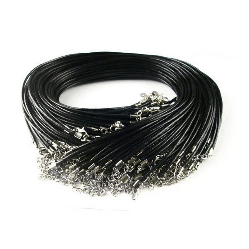 Wholesale 100pc/lot DIY Black Leather Chain Necklace Women Handmade Wax Cord Rope Necklace For DIY Jewelry Making Accessories
