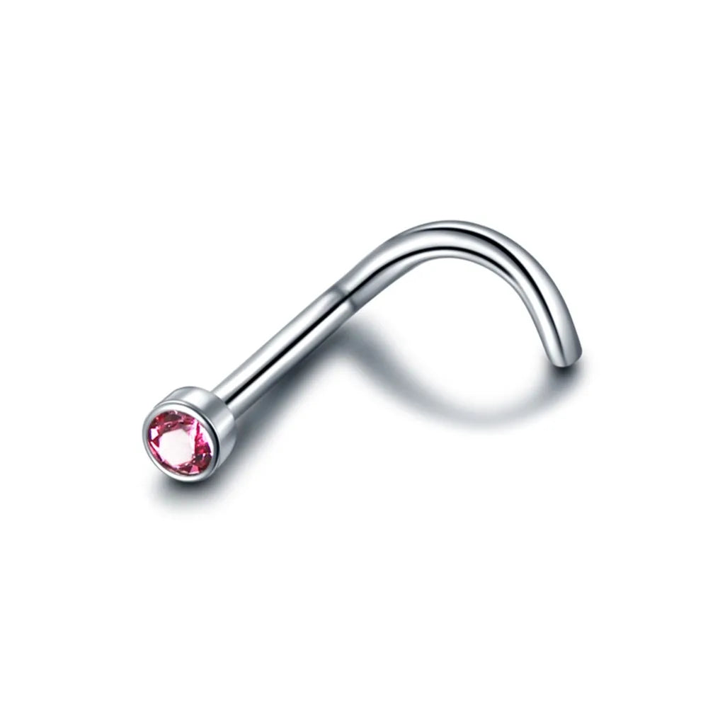 1PC G23 Titanium Crystal Nose Screw Stud Ring Zircon Orelha Helix Piercing Mix Color Nose Ring Prong CZ Nose Jewelry