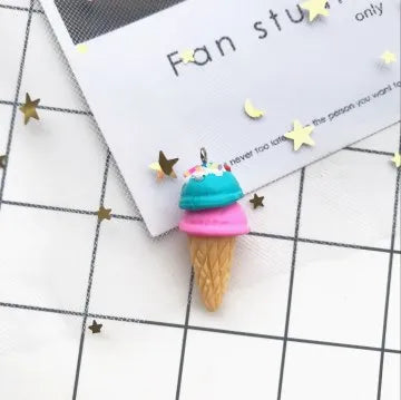 10pcs/set Polymer clay Ice cream Flat back resin food necklace charms very cute keychain pendant necklace for DIY decoration