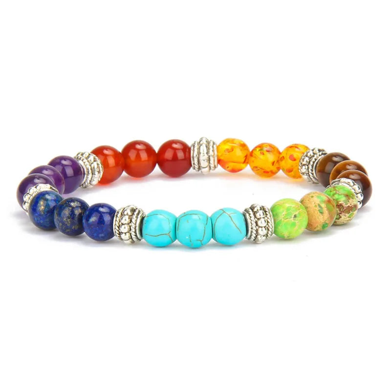 7 Chakra Bracelets Bangles for Women Men Vintage Indian Yoga Chakra Pray Lava Stone Beads Bracelet Healing Jewelry Dropshipping