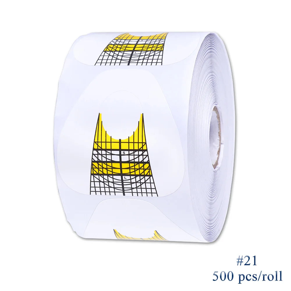 500pcs Nail Extensions Forms Mold Nail Extension Gel Manicure French Design Top Stencil Building Sticker Roll Nail Art LA941-3 Viralgem Store