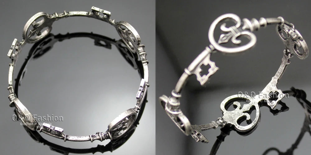 Vintage Victorian Skeleton Key Cross Bridal Bracelet Fashion Unisex Bangle Cuff Valentine Anime Halloween Jewelry Party Wedding Viralgem Store