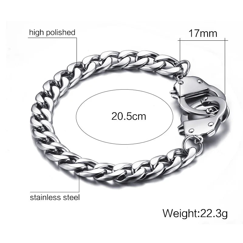 Vnox Handcuff Bracelet for Women Men Promise Jewelry Stainless Steel Chain Black Gold Color Viralgem Store