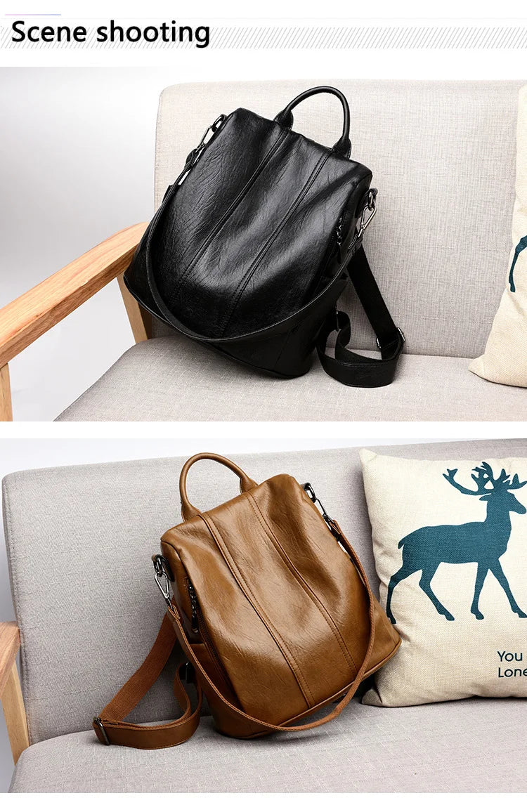 Women's Waterproof Anti Theft Leather Backpack 2024 Girls Shoulder Bags Multifunctional Large Capacity Travel Backpacks Mochilas Viralgem Store